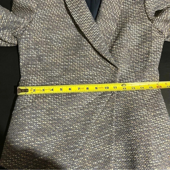 Santorelli Italian Blazer Jacket Faux Wrap Front Tweed Blue Brown Women’s 8 - Picture 10 of 12